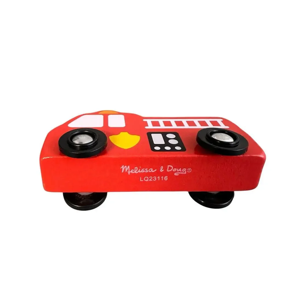 Melissa & Doug Emergency Vehicle Wooden Toy Car Set Fire Truck Police Pretend ￼